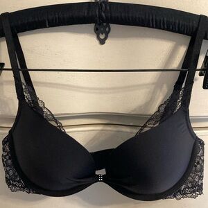Victoria's Secret Black Underwire Lace padded push-up Demi Bra 34b